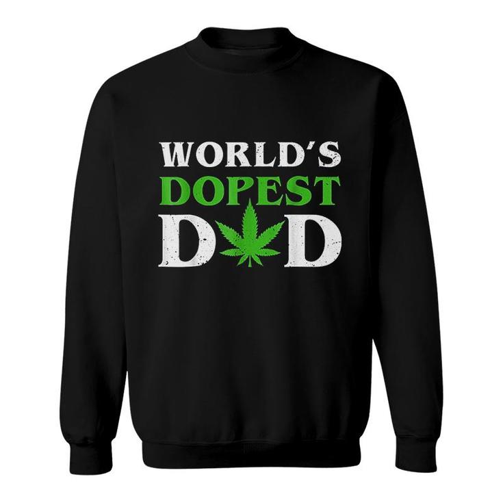 Worlds Dopest Dad Funny Marijuana Weed Leaf Fathers Day  Sweatshirt