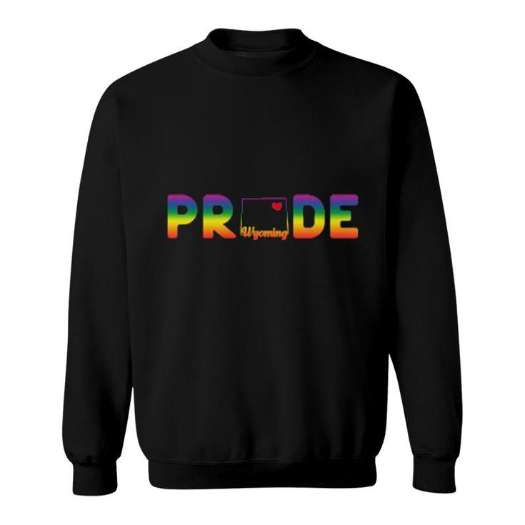 Wyoming Pride With State Outline In Rainbow Colors Sweatshirt
