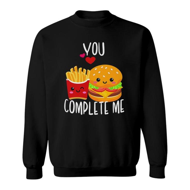 You Complete Me Cute Kawaii Burger & Fries Valentine Couple Sweatshirt