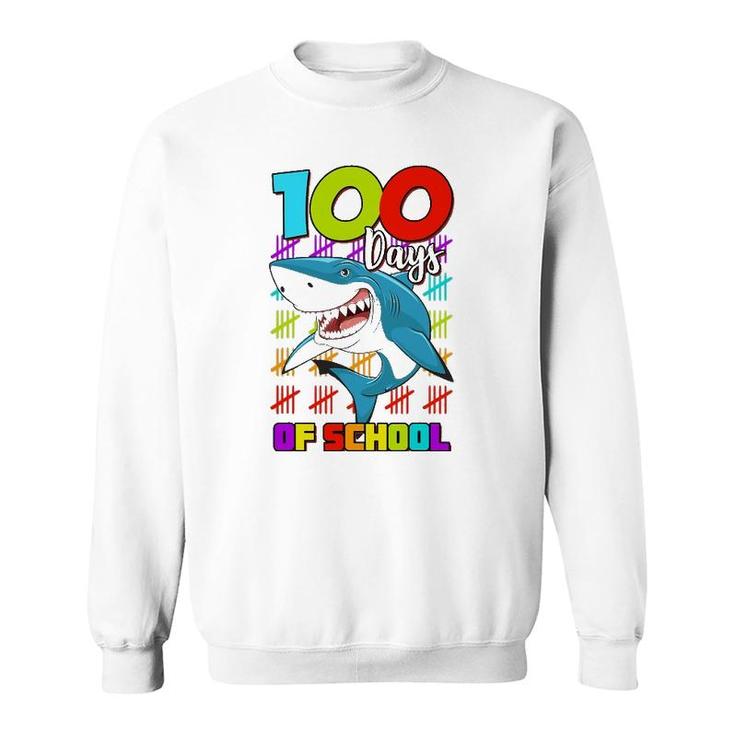 100 Days Of School Shark Lover Boys Girls 100 Days Smarter Sweatshirt