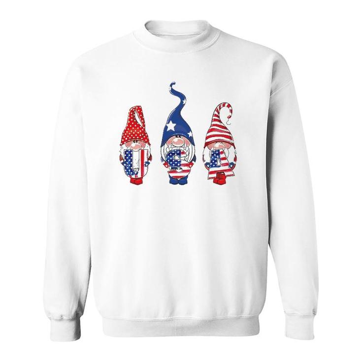 4Th Of July American Flag Gnomes Women Men Girls Boys Kids Sweatshirt