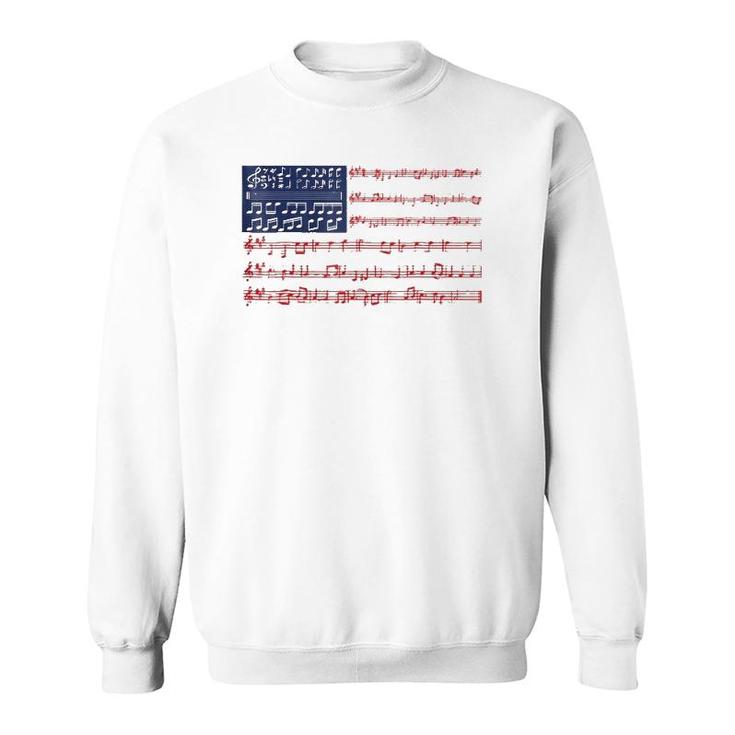 4Th Of July National Anthem Music Note Usa Flag Men Sweatshirt