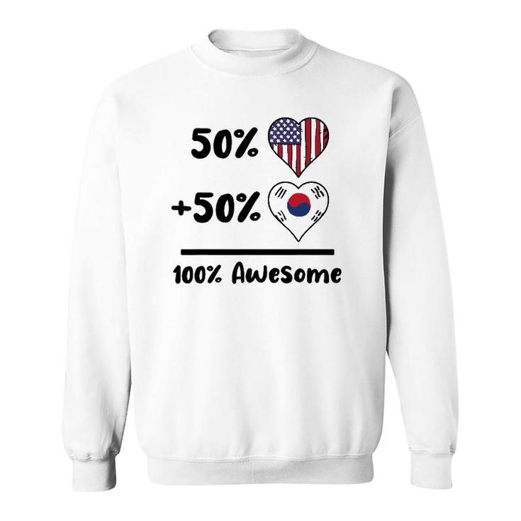 50 American 50 Korean 100 Awesome South Korea Heart Flag Sweatshirt