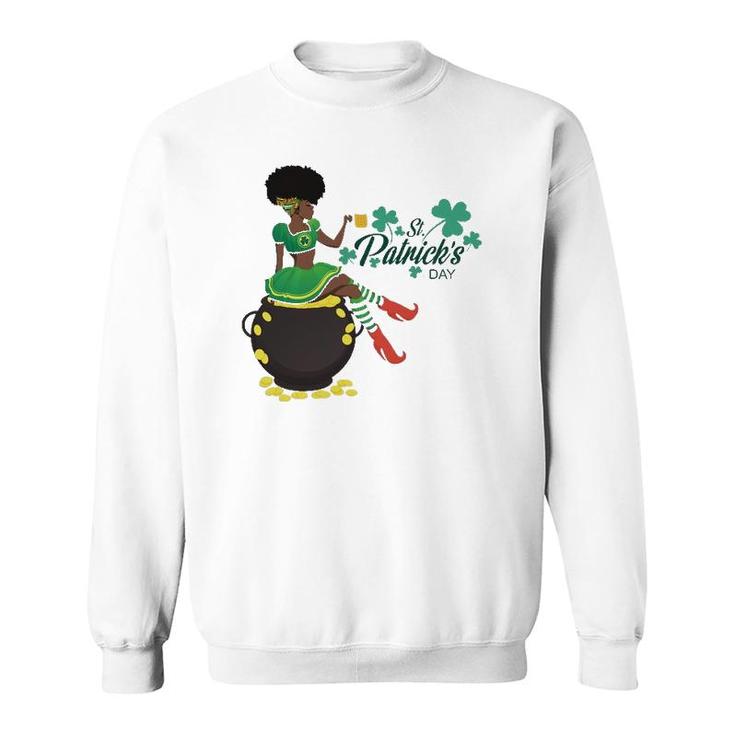 African American Female Leprechaun Beer Sweatshirt