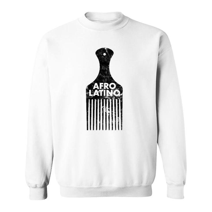 Afro Latino Hair Pick Distressed Vintage Look Sweatshirt