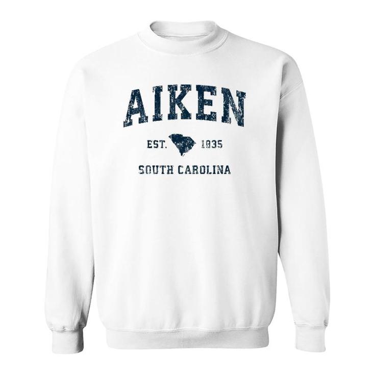 Aiken South Carolina Sc Vintage Sports Design Navy Print Sweatshirt