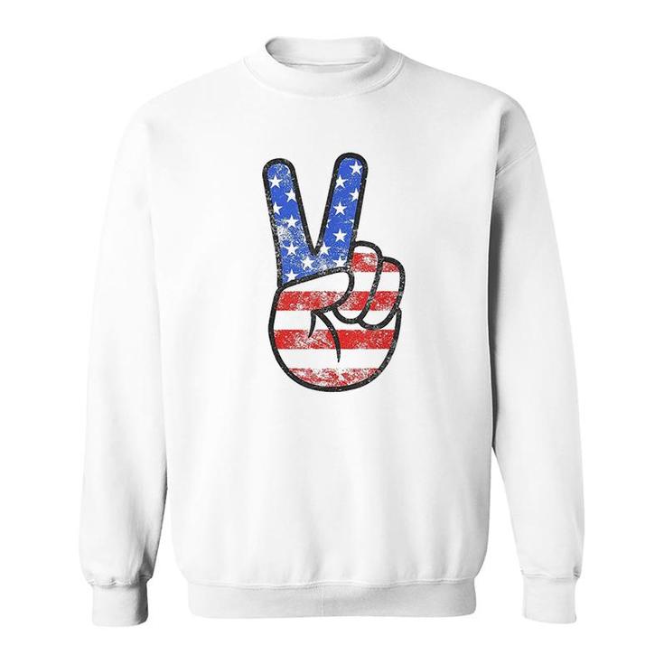American Flag Peace Sign Hand Sweatshirt