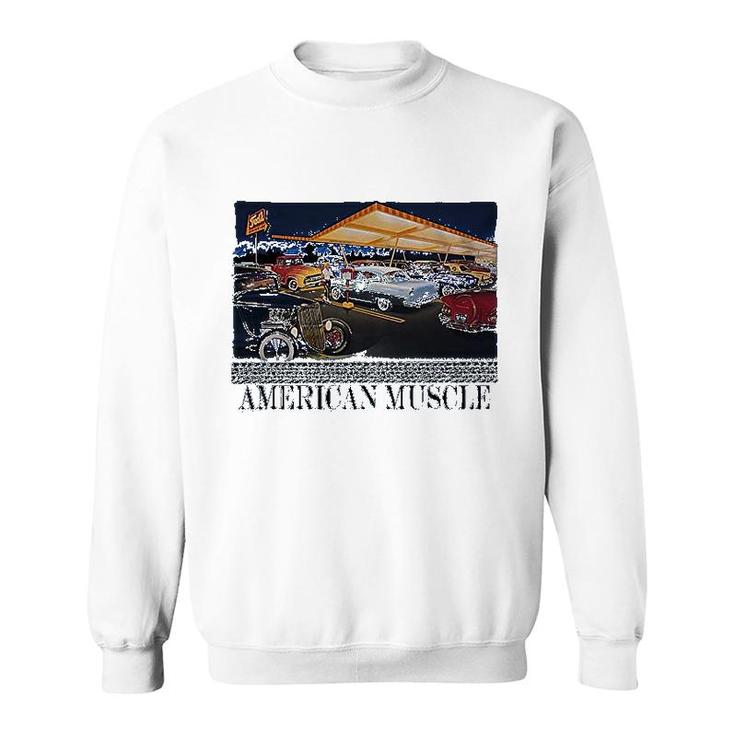 American Muscle Classic Hotrod Car Truck Drive In Cruise Graphic Sweatshirt