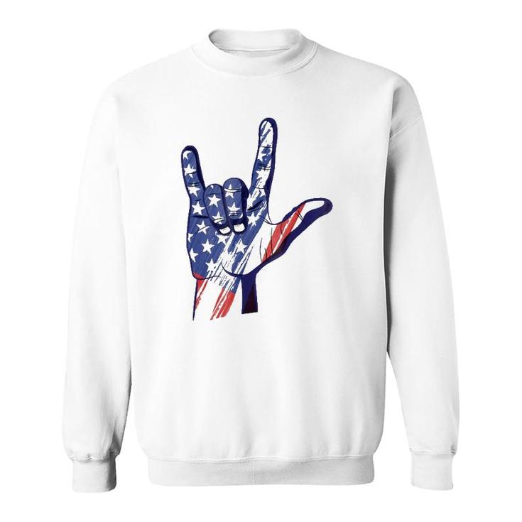 American Sign Language Asl I Love You Patriotic Deaf Pride Sweatshirt