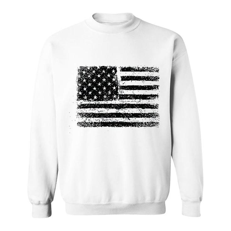 American Us Flag On A Dark Heather Sweatshirt