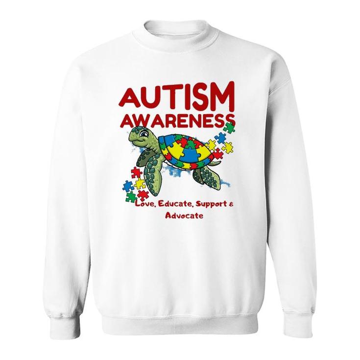 Autism Awareness Turtle Puzzle Mom Kids Teacher Gift Love Sweatshirt