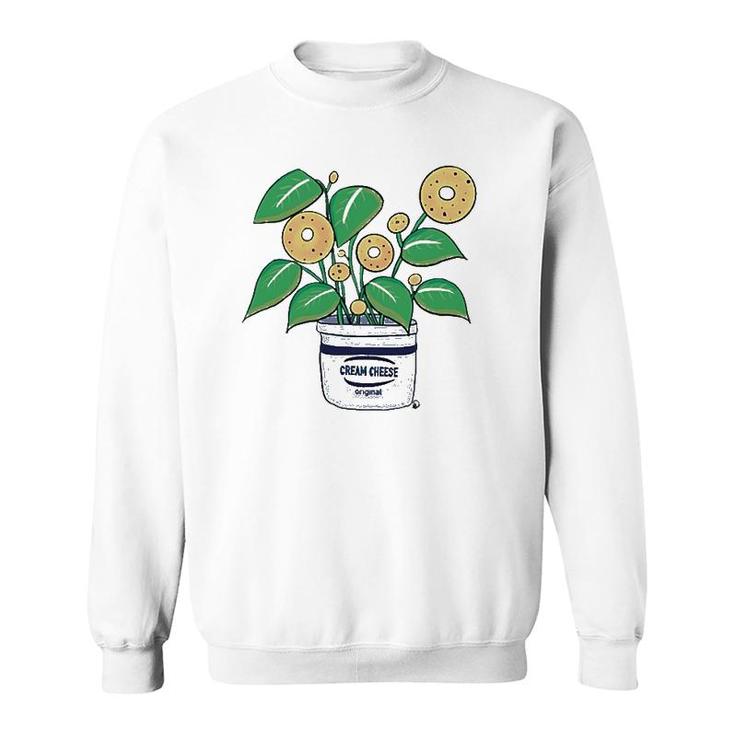 Bagel Plant In A Cream Cheese Planter Funny Sweatshirt