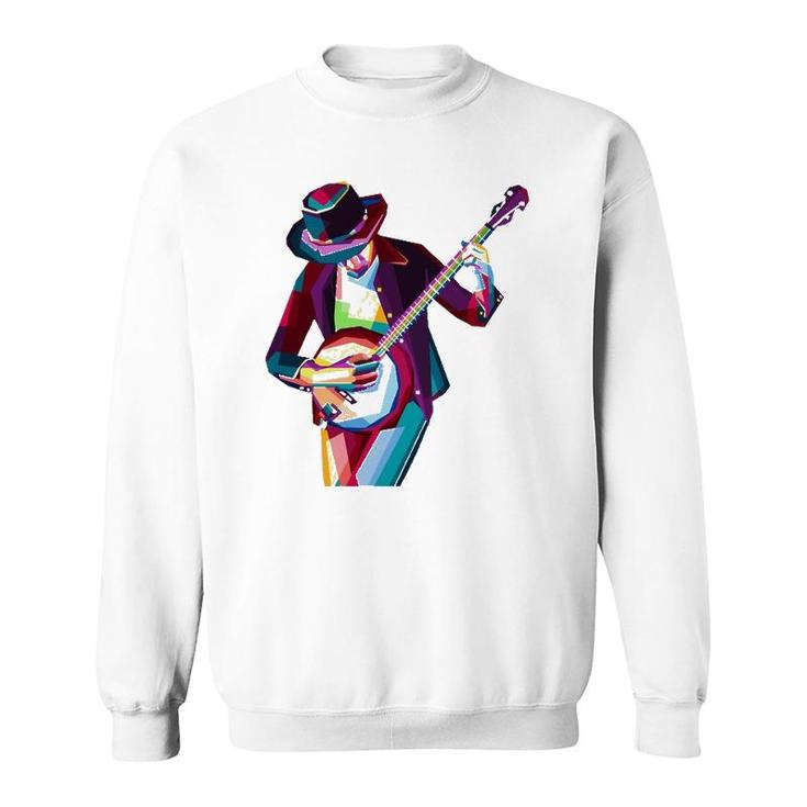 Banjo Man Bluegrass Player Rock Guitar Jamily Music Festival Sweatshirt