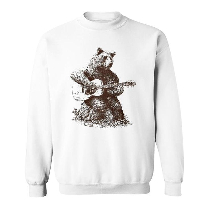 Bear-Playing Guitar For Men Women Raglan Baseball Tee Sweatshirt
