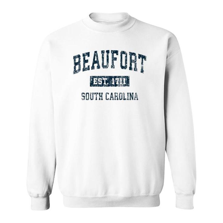 Beaufort South Carolina Sc Vintage Sports Design Navy Print Sweatshirt