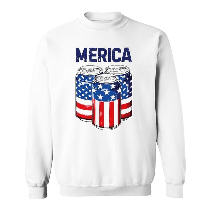 Beer Merica 4Th Of July Men Women American Flag Usa Sweatshirt