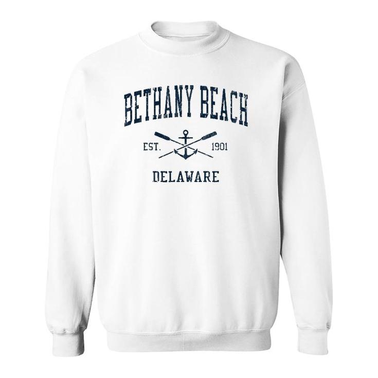 Bethany Beach De Vintage Navy Crossed Oars & Boat Anchor Sweatshirt