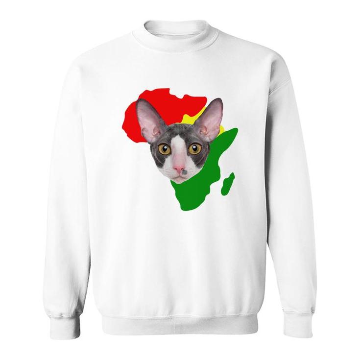 Black History Month African Map Cornish Rex Gift For Pet Lovers Proud Black Sweatshirt