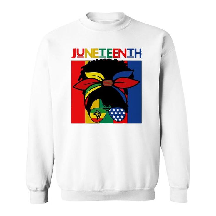 Black Women Messybun Juneteenth Independence Day Sweatshirt