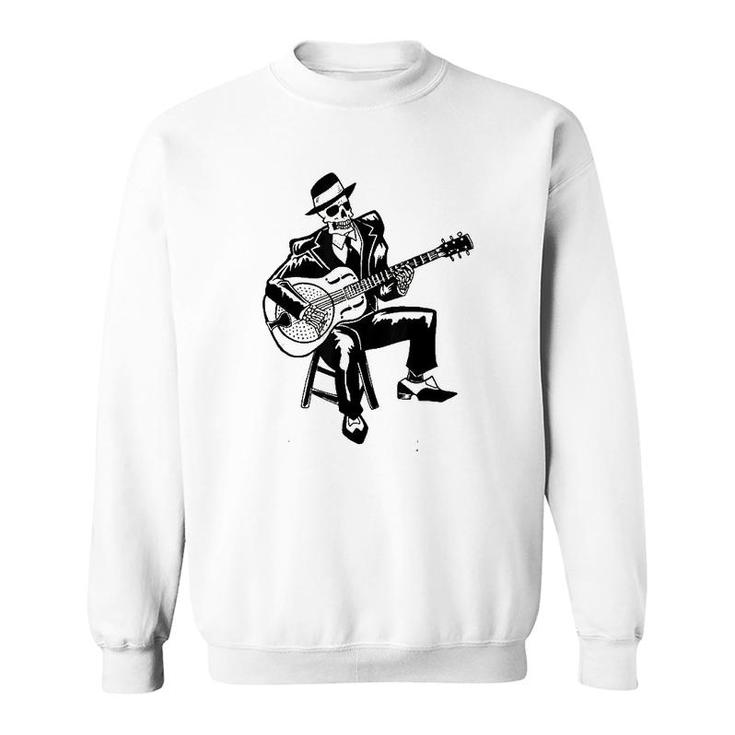 Blues Music Skeleton Bluesman Sweatshirt