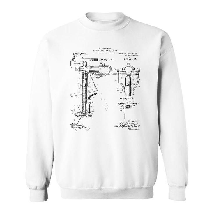 Boat Motor Patent Print Drawing Sweatshirt