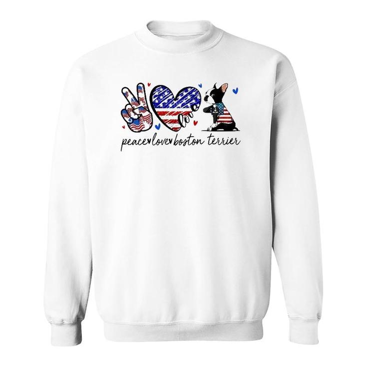 Boston Terrier Dog Lover Usa Flag 4Th Of July Sweatshirt