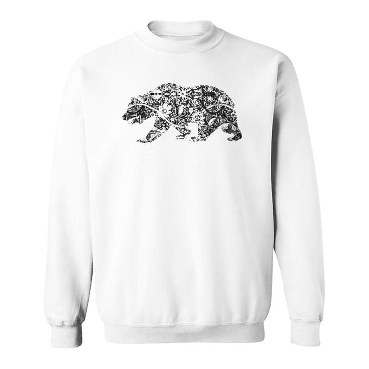 California Republic Bear Floral Pattern  Sweatshirt