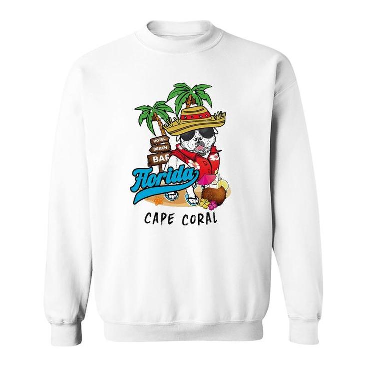 Cape Coral Florida Beach Party Bulldog Sunglasses Souvenir Sweatshirt