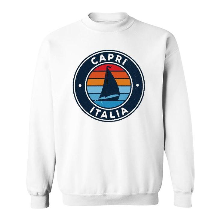 Capri Italy Vintage Sailboat Retro 70S  Sweatshirt