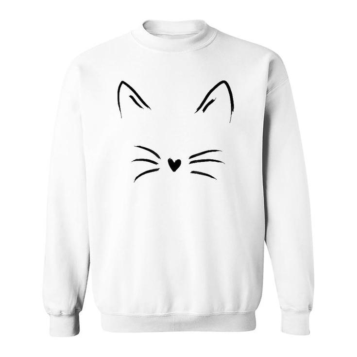 Cat Face Whiskers Print Tee Kitty Lover Sweatshirt