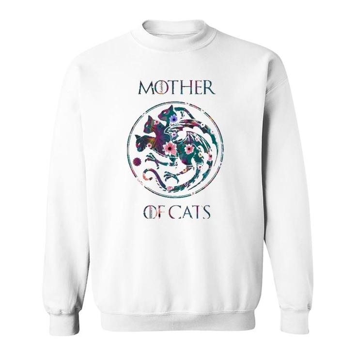Cat Lovers  Mother Of Cats With Floral Art Sweatshirt
