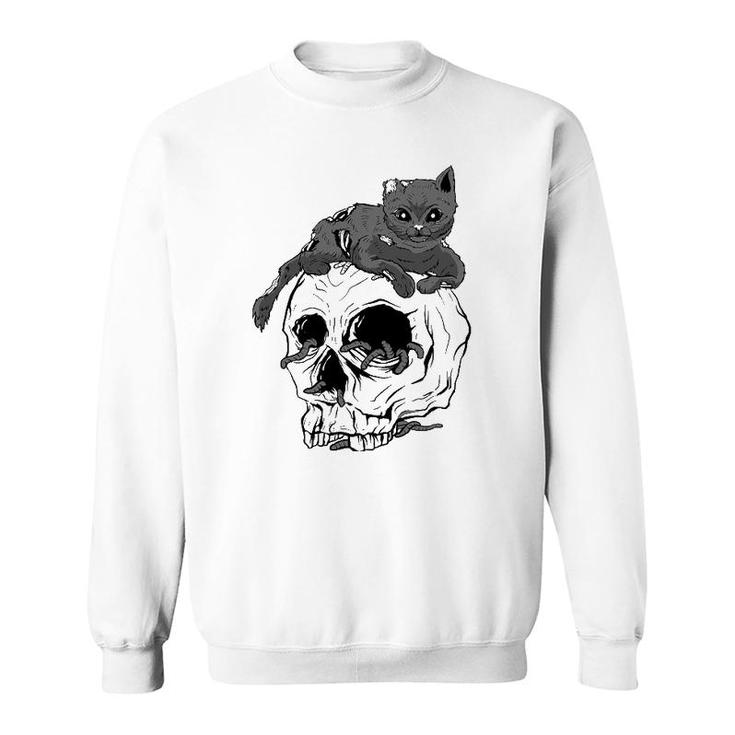 Cat Skull Occult Pagan Goth Gifts Sweatshirt