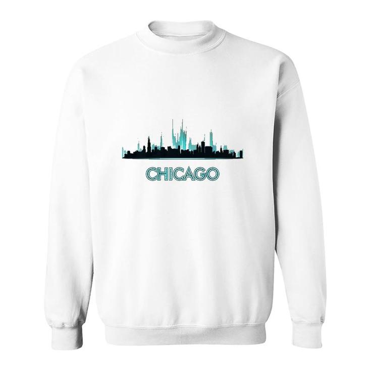 Chicago Skyline Design Windy City Lovers Gift Nice Souvenir Premium Sweatshirt