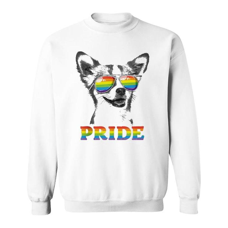 Chihuahua Gay Pride Lgbt Rainbow Flag Sunglasses Funny Lgbtq  Sweatshirt