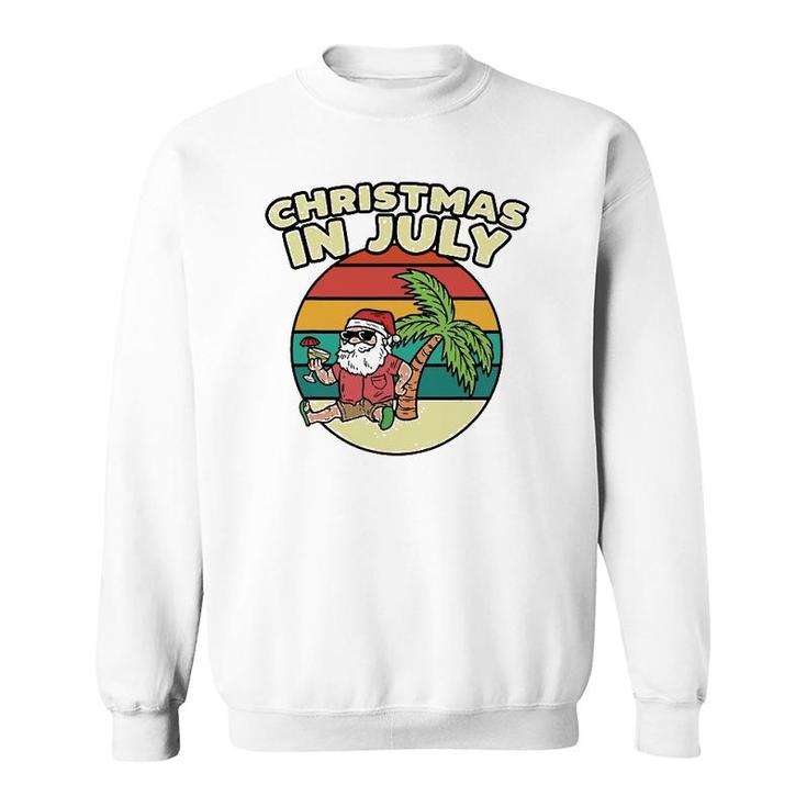Christmas In July Summer Santa Vintage Xmas Tropical Gift Sweatshirt