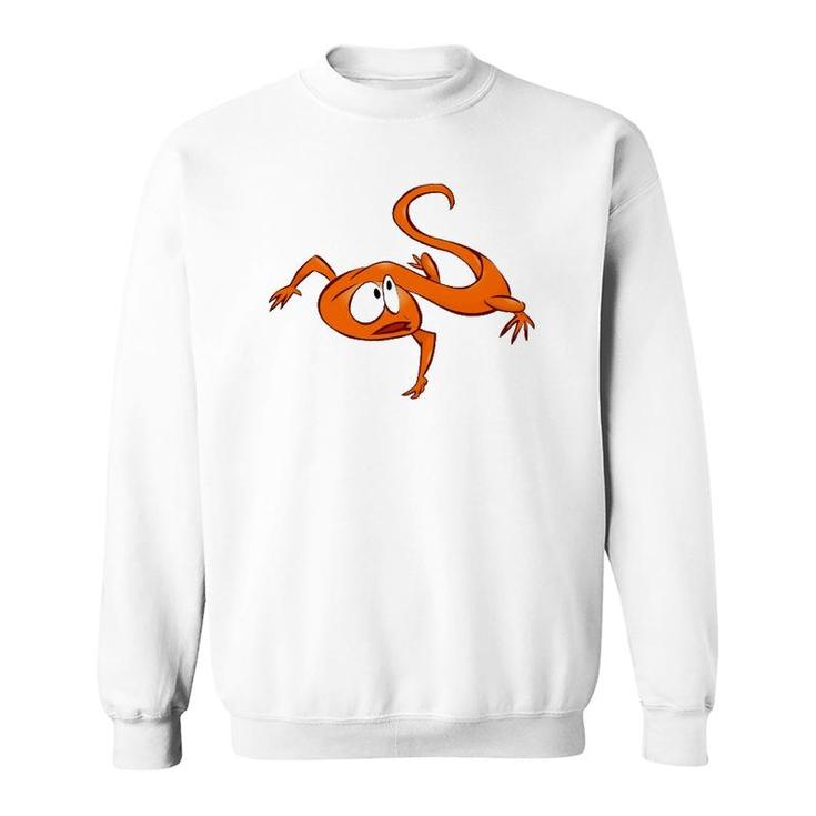 Cool Cartoon Orange Baby Lizard Design Sweatshirt
