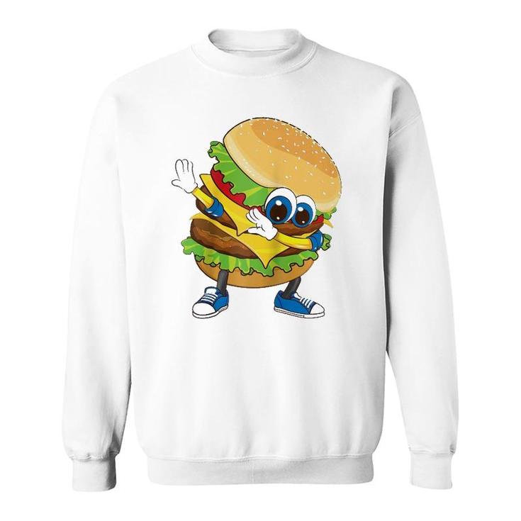 Cool Dabbing Burger Funny Street Dancer Hamburger Lover Gift Raglan Baseball Tee Sweatshirt