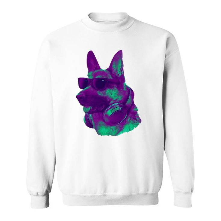 Cool German Shepherd Dj With Headphones & Sunglasses Art Sweatshirt