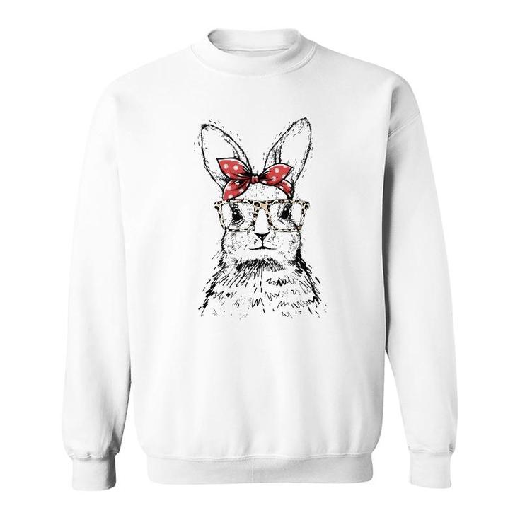 Cute Bunny With Leopard Glasses Cute Easter Tank Top Sweatshirt