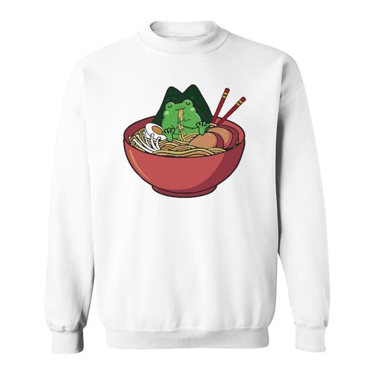 Cute Frog Eating Ramen Japanese Noodles Lover Funny  Sweatshirt