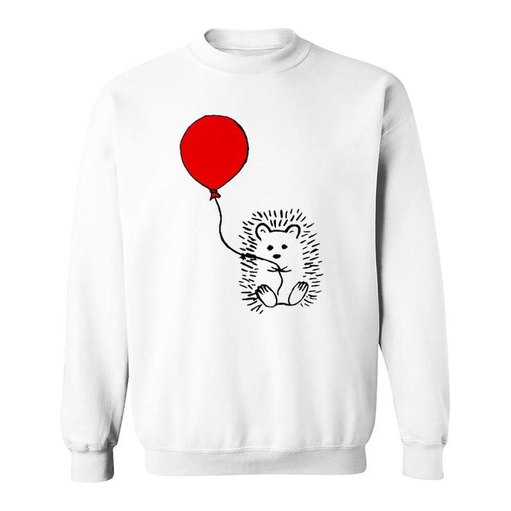 Cute Hedgehog With Red Balloon  - The Perfect Birthday Sweatshirt