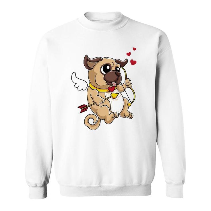 Cute Pug Valentine's Day  Cupid Pug Dog Love Sweatshirt