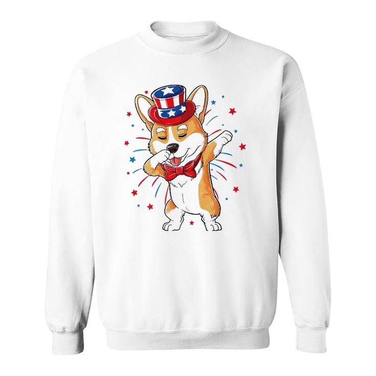 Dabbing Corgi 4Th Of July Merica Dog Usa American Flag Kids  Sweatshirt