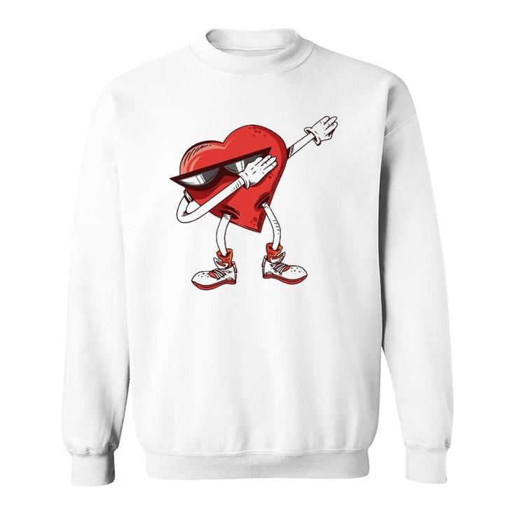Dabbing Heart Dab Pose Valentines Day Gift For Kids Sweatshirt