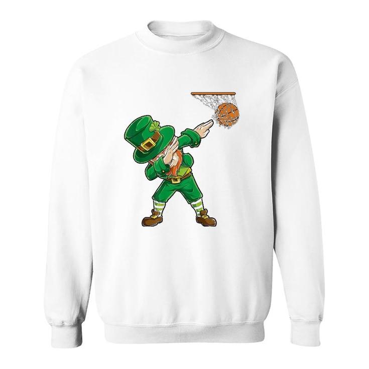 Dabbing Leprechaun Basketball St Patrick's Day Boys Men Gift Sweatshirt