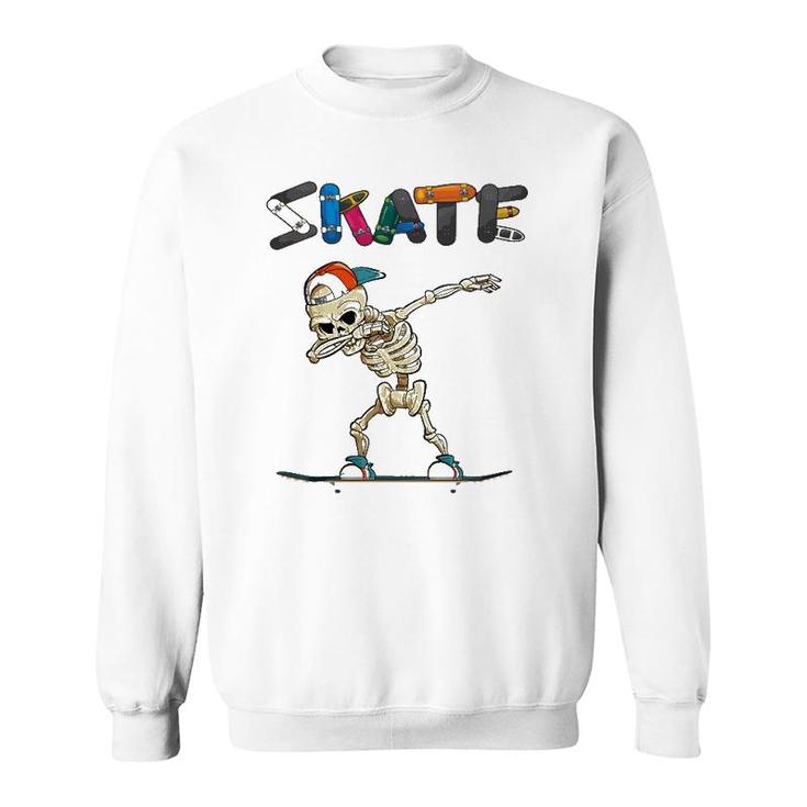 Dabbing Skater For Boys And Men Skeleton Skateboard Sweatshirt