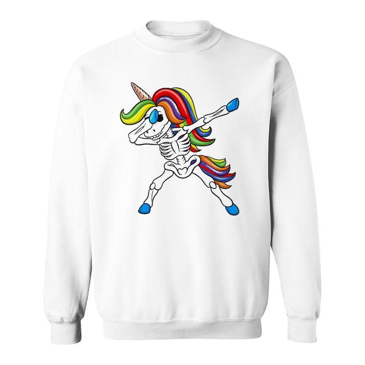 Dabbing Skeleton Unicorn Kids Girls Halloween Gift Dab Sweatshirt