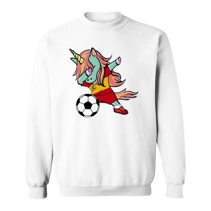 Dabbing Unicorn Soccer Spain Jersey  Spanish Football Sweatshirt
