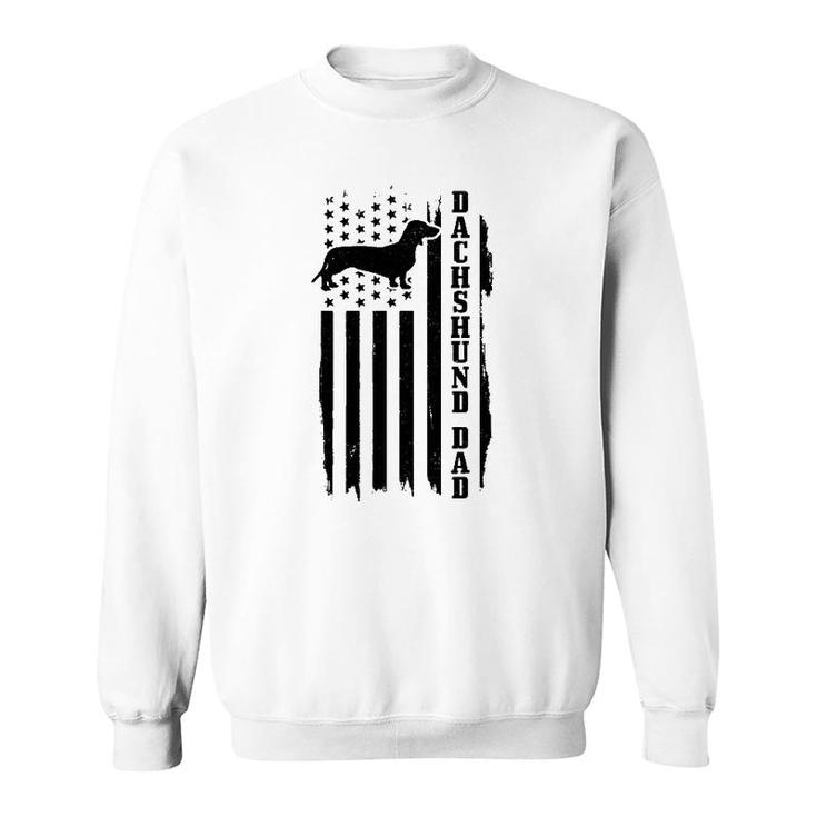 Dachshund Dad Vintage American Flag Patriotic Weiner Dog Sweatshirt