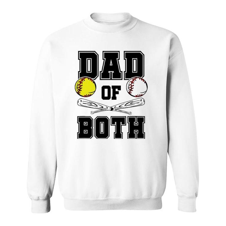 Dad Of Both Dad Of Ballers Funny Baseball Softball Sweatshirt